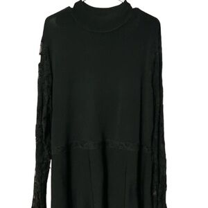 𝅺inc Women’s 2X Plus Black Long Sleeve Peplum Top With Lace Details